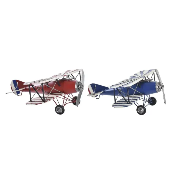 Decorative Figure DKD Home Decor Red Navy Blue Aeroplane Vintage 45 x 38 x 16 cm (2 Units) (1 Unit)