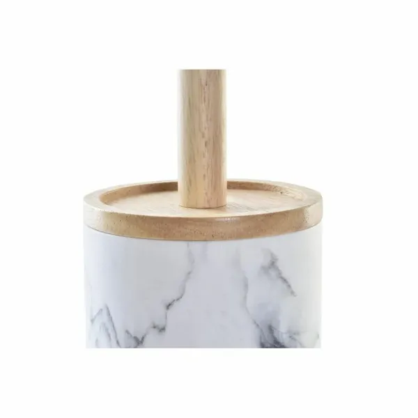 Toilet Brush DKD Home Decor White Natural Metal Resin Natural rubber Marble Scandi 30 x 40 cm 10,3 x 10,3 x 38 cm