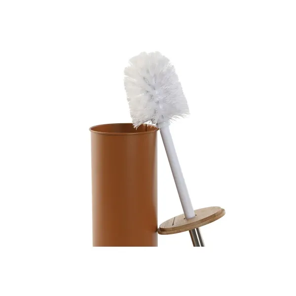 Toilet Brush DKD Home Decor Grey Orange Silver Natural Metal Bamboo Aluminium Modern (2 Units)