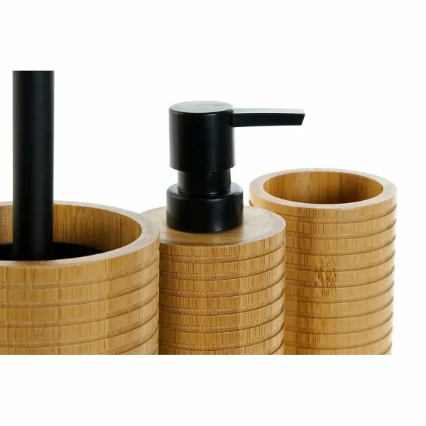 Bath Set DKD Home Decor Black 7 x 7 x 16,5 cm Natural (3 Pieces)