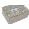 Set of decorative boxes DKD Home Decor Elephant White Mango wood 18 x 13 x 8 cm (2 Units)