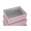 Set of Stackable Organising Boxes DKD Home Decor White Children's Light Pink Cardboard (43,5 x 33,5 x 15,5 cm)