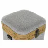 Set of decorative boxes DKD Home Decor Grey Wood Polyester (3 pcs)