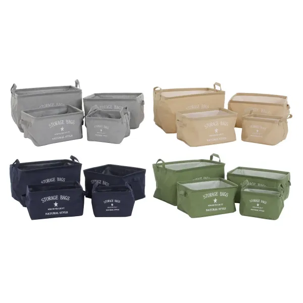 Basket set DKD Home Decor Green Grey Cream Navy Blue Loft 39 x 27 x 24 cm (4 Pieces)