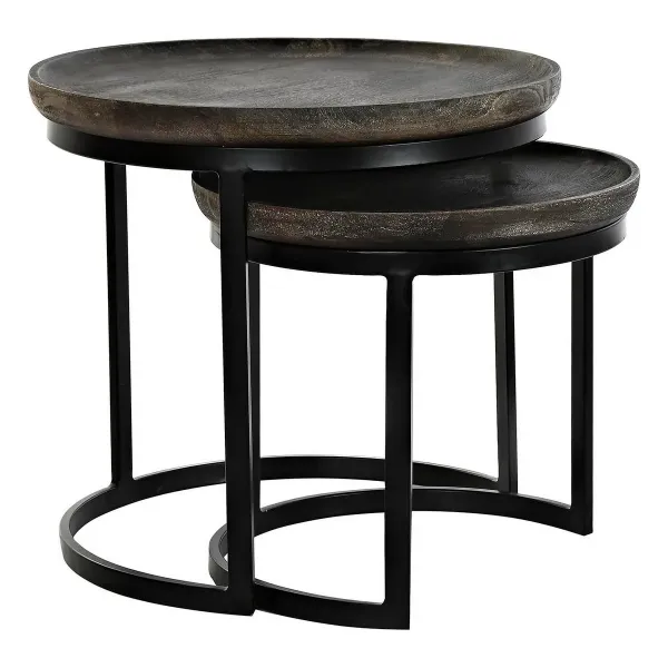 Set of 2 tables DKD Home Decor Brown Black 55 x 55 x 50 cm