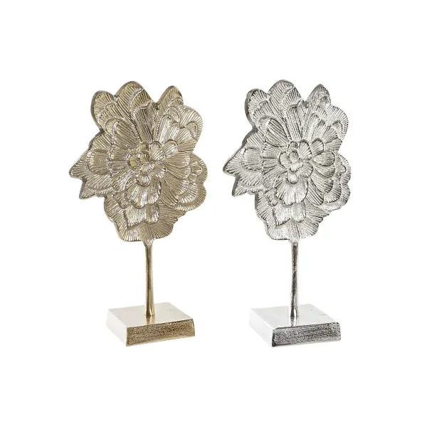 Decorative Figure DKD Home Decor 22 x 10 x 38 cm Flower Champagne Silver Oriental