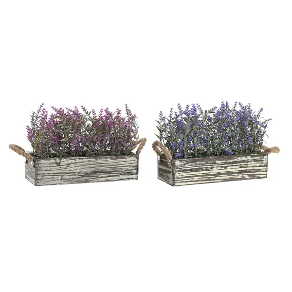 Decorative Plant DKD Home Decor 30 x 12 x 21 cm Wood Lilac Polyethylene Fuchsia (2 Units)