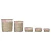 Set of Baskets DKD Home Decor Red Beige Natural wicker Cottage 51 x 37 x 56 cm (5 Pieces) (5 Units)