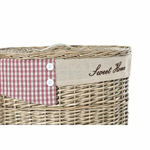 Set of Baskets DKD Home Decor Red Beige Natural wicker Cottage 51 x 37 x 56 cm (5 Pieces) (5 Units)