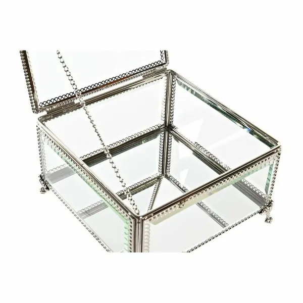 Jewelry box DKD Home Decor Crystal Metal 16 x 16 x 10 cm Silver Transparent