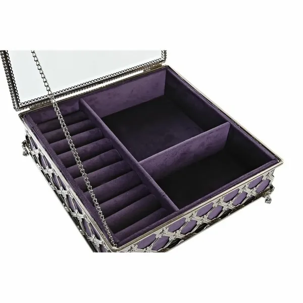 Jewelry box DKD Home Decor Crystal Metal (22 x 22 x 7 cm)