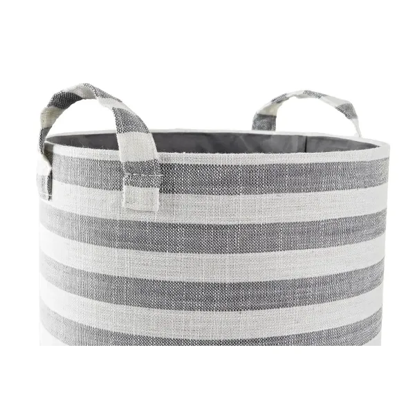 Basket set DKD Home Decor Grey Stripes Cotton (3 Pieces) (35 x 35 x 40 cm)