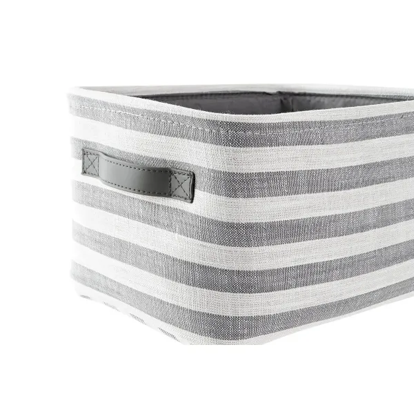 Basket set DKD Home Decor Grey Stripes Cotton (42 x 32 x 25 cm) (3 Pieces)