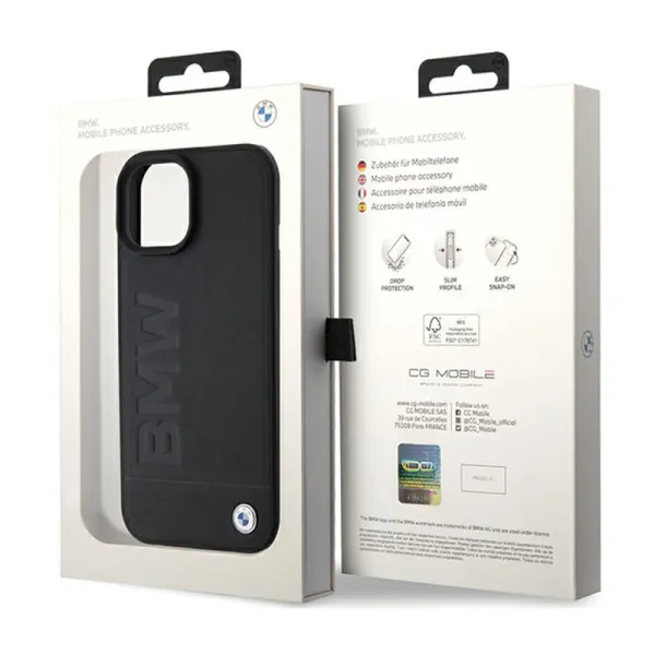 BMW Leather Hot Stamp MagSafe - Case for iPhone 15 Plus (black)
