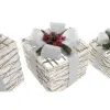 Set of decorative boxes DKD Home Decor LED White Red Green Silver 25 x 25 x 30 cm (3 Pieces)