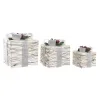 Set of decorative boxes DKD Home Decor LED White Silver 25 x 25 x 28 cm (3 Pieces)