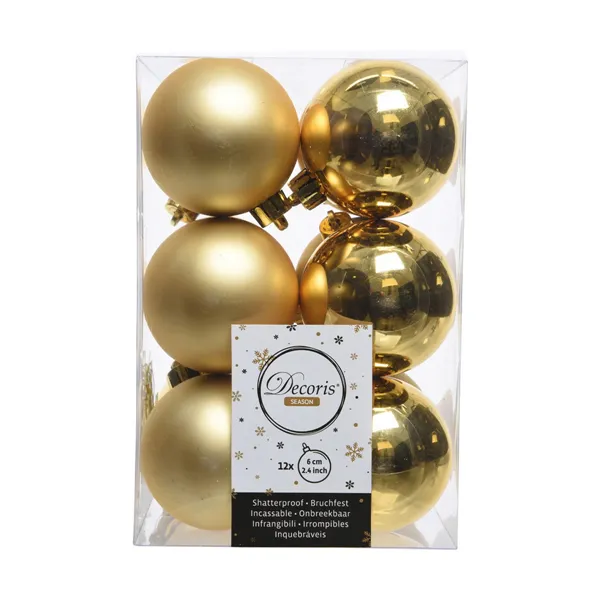 Christmas Baubles Decoris 12 Units Golden Plastic Ø 6 cm