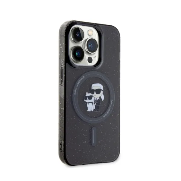 Karl Lagerfeld Karl & Choupette Glitter Magsafe - Case for iPhone 15 Pro (Black)
