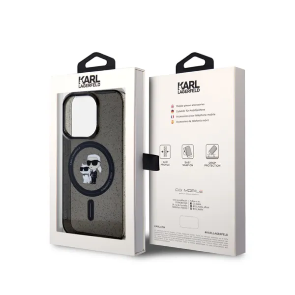 Karl Lagerfeld Karl & Choupette Glitter Magsafe - Case for iPhone 15 Pro (Black)