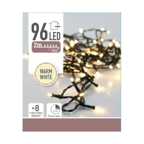 Wreath of LED Lights AX8415220 White Black Soft green 7 m