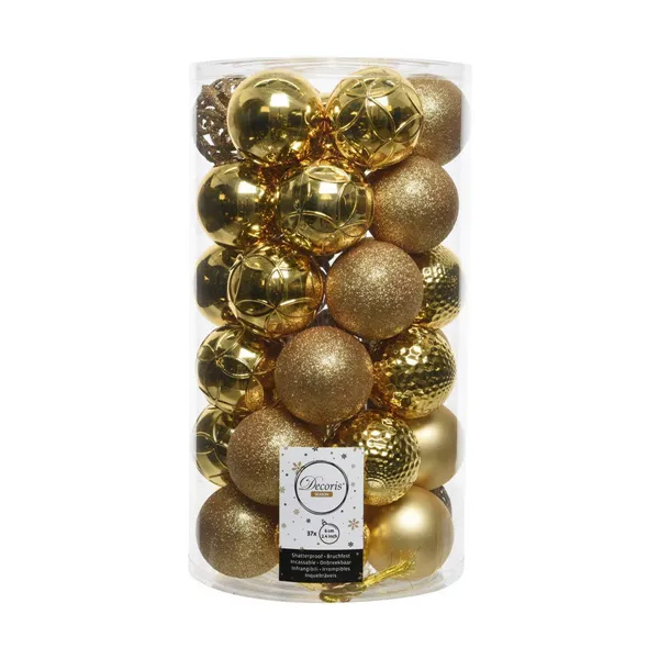 Christmas Baubles Decoris 37 Pieces Gold Golden Ø 6 cm