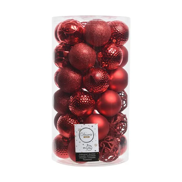 Christmas Baubles Decoris 37 Pieces Red Ø 6 cm