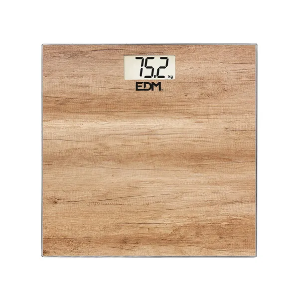 Digital Bathroom Scales EDM Crystal Wood 180 kg (26 x 26 x 2 cm)