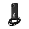 Karl Lagerfeld Crossbody Saffiano Metal Pin Karl & Choupette - Case for iPhone 15 Pro Max (Black)