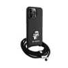 Karl Lagerfeld Crossbody Saffiano Metal Pin Karl & Choupette - Case for iPhone 15 Pro Max (Black)