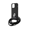 Karl Lagerfeld Crossbody Saffiano Metal Pin Karl & Choupette - Case for iPhone 15 Pro Max (Black)