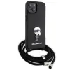 Karl Lagerfeld Crossbody Saffiano Monogram Ikonik Metal Pin - Case for iPhone 15 (Black)