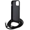 Karl Lagerfeld Crossbody Saffiano Monogram Ikonik Metal Pin - Case for iPhone 15 (Black)