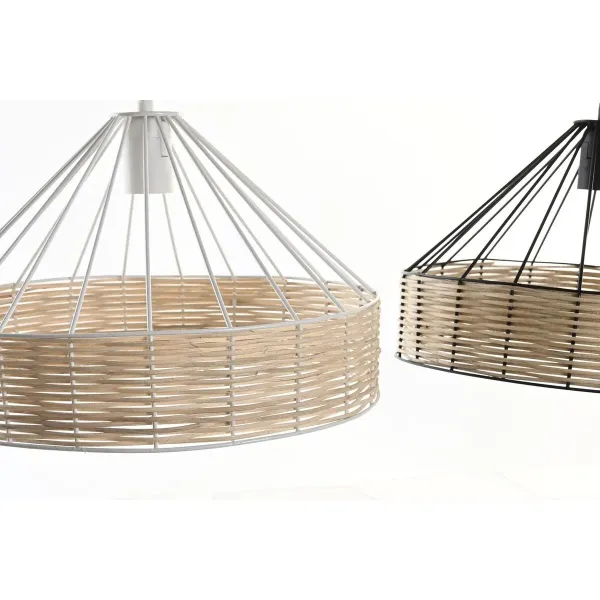 Ceiling Light DKD Home Decor 35 x 35 x 22 cm Black Metal Rattan 50 W (2 Units)