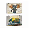 Cover DKD Home Decor Counter Elephant Turquoise MDF Wood 2 Units 46,5 x 6 x 31,5 cm