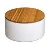 Storage Box with Lid 5five Natureo White Natural Glass Bamboo ABS ø 13,5 x 7 cm