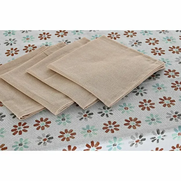 Tablecloth and napkins DKD Home Decor 2 Units 150 x 150 x 0,5 cm Grey Sky blue