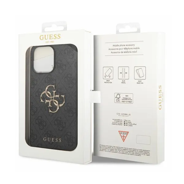 Guess 4G Big Metal Logo - Case for iPhone 15 Pro (Grey)