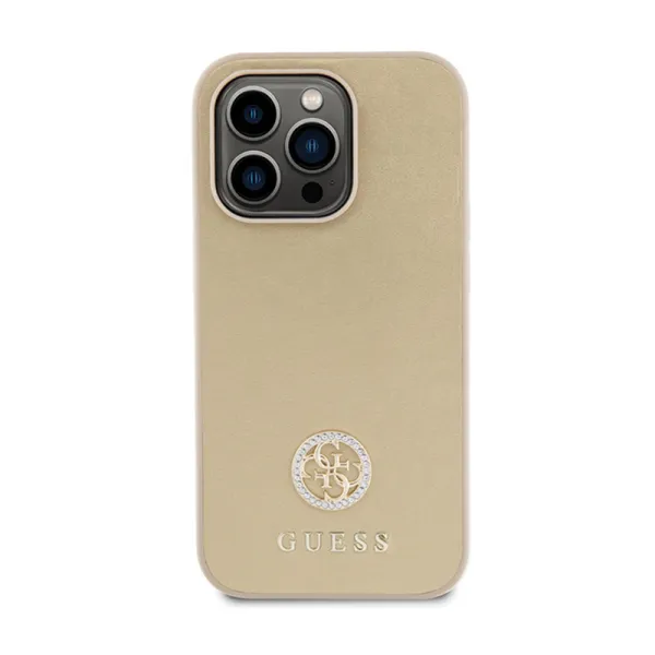 Guess 4G Strass Metal Logo - Case for iPhone 15 Pro (Gold)