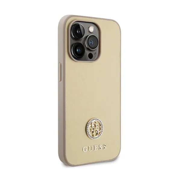 Guess 4G Strass Metal Logo - Case for iPhone 15 Pro (Gold)