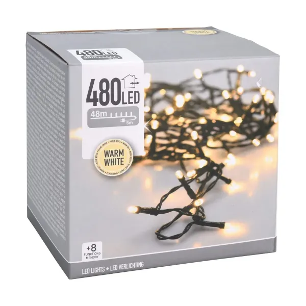 Wreath of LED Lights White Soft green 53 m