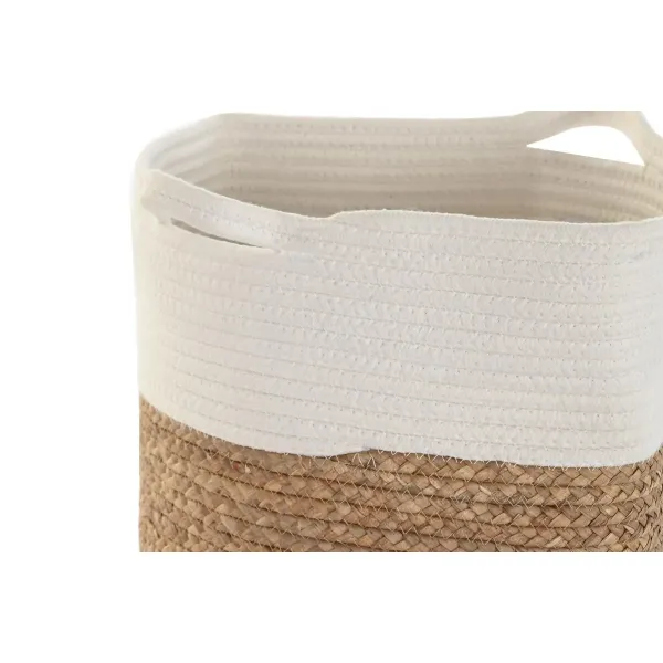 Decorative basket DKD Home Decor White Natural Fibre 36 x 36 x 52 cm