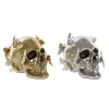 Decorative Figure DKD Home Decor Golden Silver Skull 16,5 x 10,5 x 11,5 cm (2 Units)