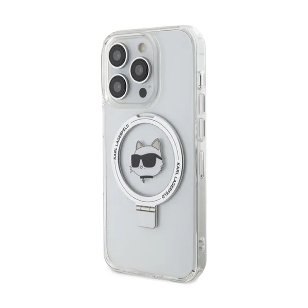 Karl Lagerfeld Ring Stand Choupette Head MagSafe - iPhone 15 Pro Max Case (white)