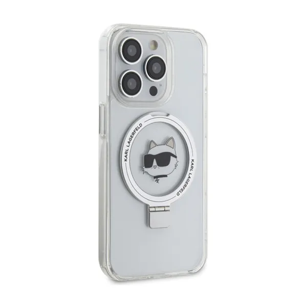 Karl Lagerfeld Ring Stand Choupette Head MagSafe - iPhone 15 Pro Max Case (white)