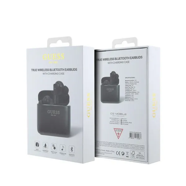 Guess Printed Logo - TWS Bluetooth headphones + charging case (black)