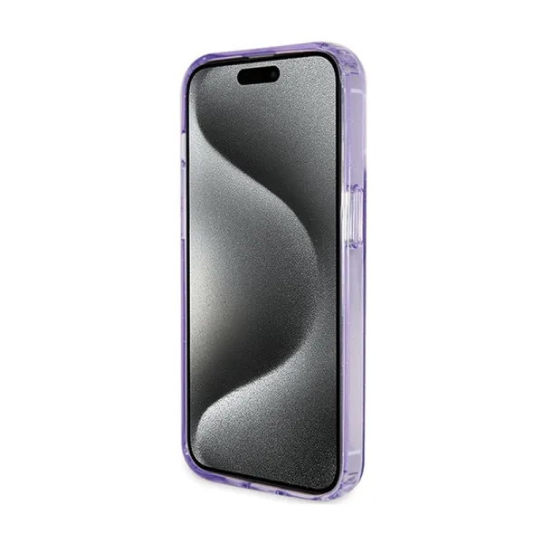 Guess Ring Stand Script Glitter MagSafe - iPhone 15 Pro Case (Purple)