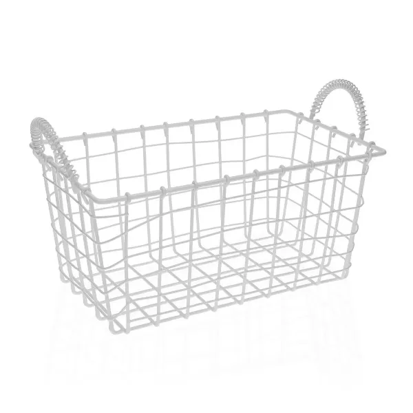 Multi-purpose basket Versa White Steel 23 x 14,5 x 37 cm