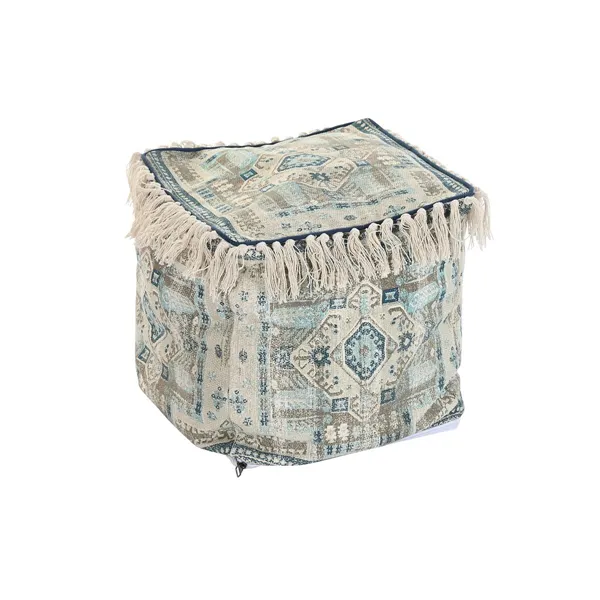 Pouffe DKD Home Decor Casablanca Blue Fringe 40 x 40 x 40 cm