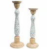 Candleholder DKD Home Decor Metal Mango wood (17 x 17 x 52,5 cm) (2 Pieces)