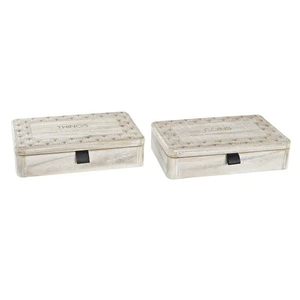 Decorative box DKD Home Decor Natural MDF Wood 28 x 18 x 6,5 cm (2 Units)